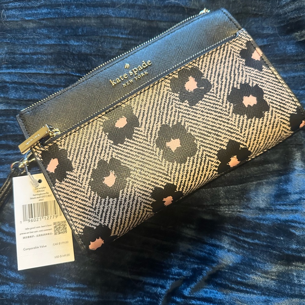 Kate Spade Black and Pink Patterned Pouch
